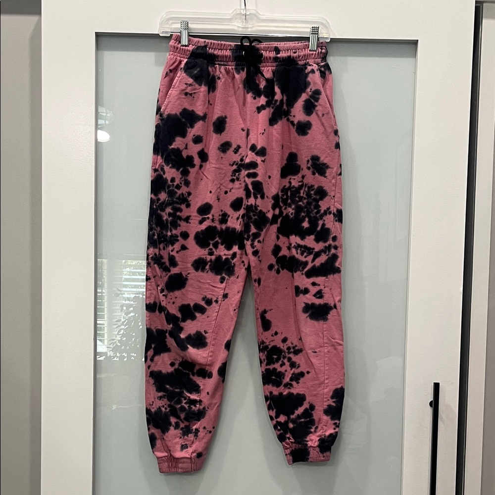 PINK Tie-Dye Joggers Bubblegum Pink & Black, Size Small